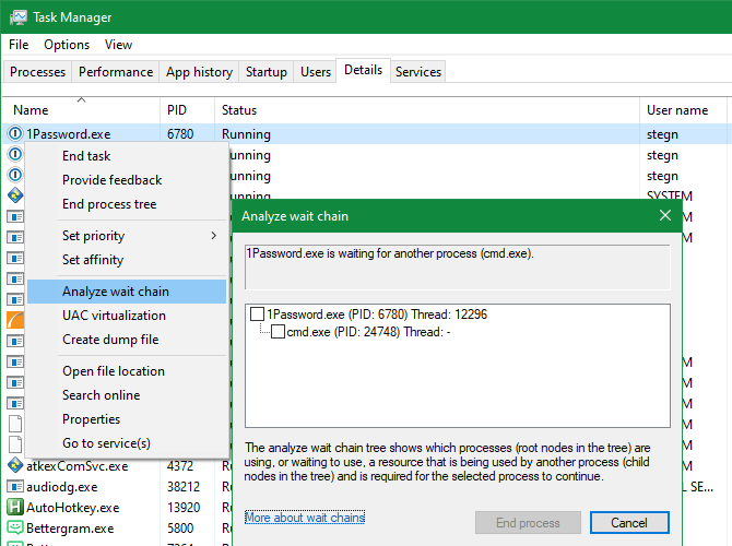 ใช้ Task Manager วิเคราะห์สาเหตุที่ทำให้โปรแกรมค้างด้วย Analyze Wait Chain