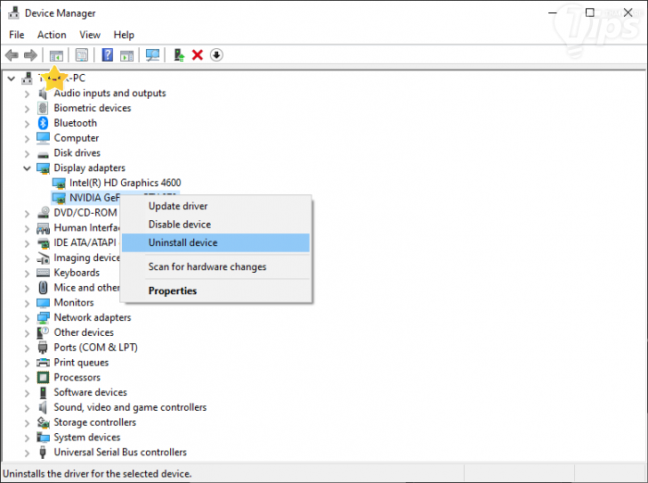 ถอนการติดตั้งไดรเวอร์การ์ดจอ และการติดตั้งใหม่