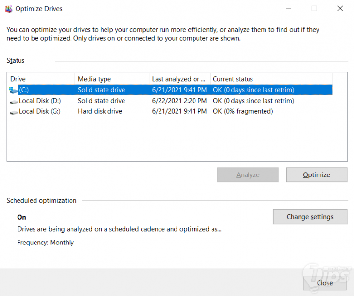 ใช้งาน Windows Defragment หรือ Optimize Drive