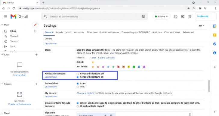 คีย์ลัด Shortcuts บน Gmail