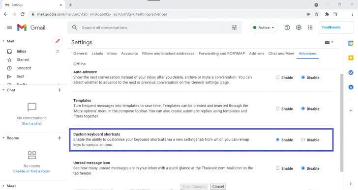 คีย์ลัด Shortcuts บน Gmail