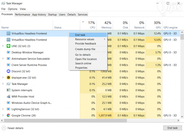 ปิดโปรแกรมเบื้องหลัง (Background App) ที่ไม่ใช้งานให้หมด