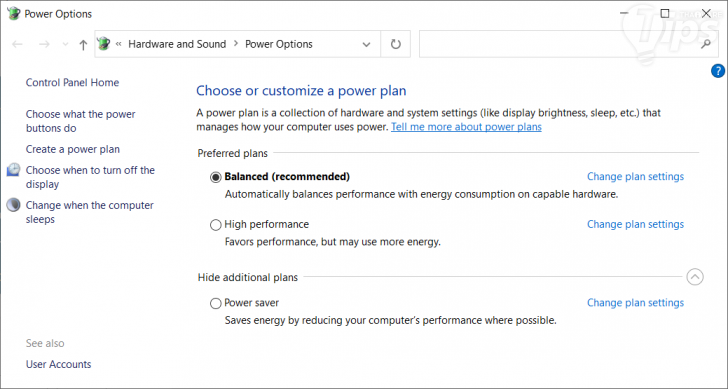 ปรับแผนการใช้พลังงาน (Power Plan) ปรับแผนการใช้พลังงาน (Power Plan)