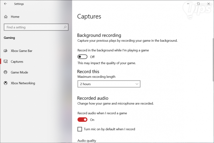 ปิด Game Bar และ Background Recording