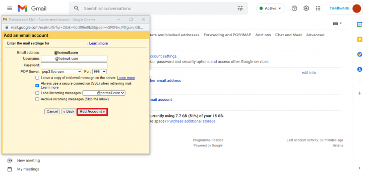 เข้าใช้งานบัญชี Hotmail / Outlook ผ่าน Gmail ด้วยคอมพิวเตอร์