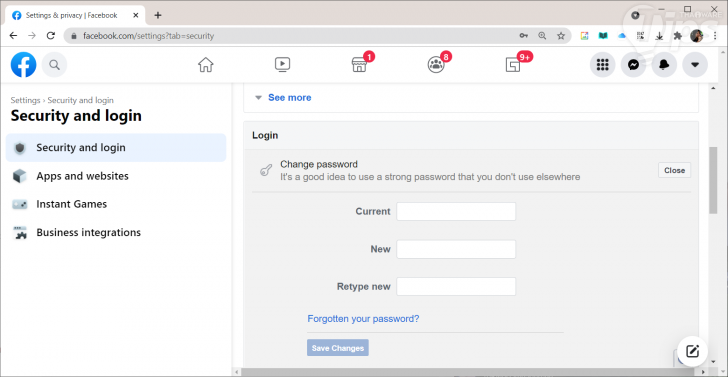 เปลี่ยนรหัสผ่าน Facebook