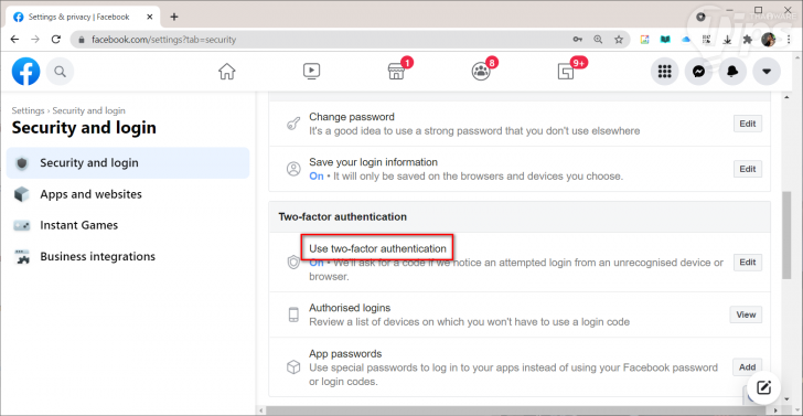 วิธีเปิดใช้งาน 2FA ให้บัญชี Facebook