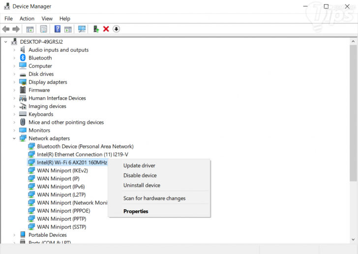 อัปเดตไดร์เวอร์ ของอะแดปเตอร์เครือข่าย (Network Adapter)