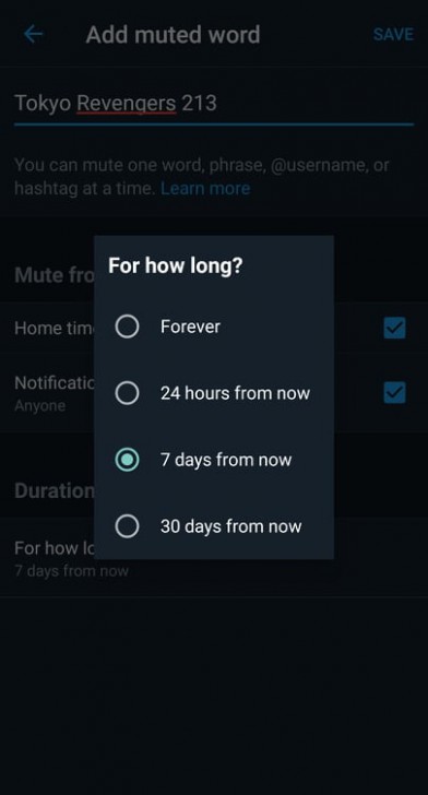 การตั้งค่า Muted words บน Twitter