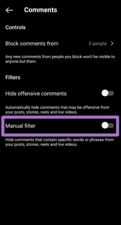 วิธีการซ่อนคอมเมนท์บน Instagram