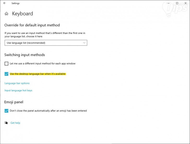 ตั้งค่าจาก ตัวเลือกคีย์บอร์ดขั้นสูง (Advance Keyboard Settings)
