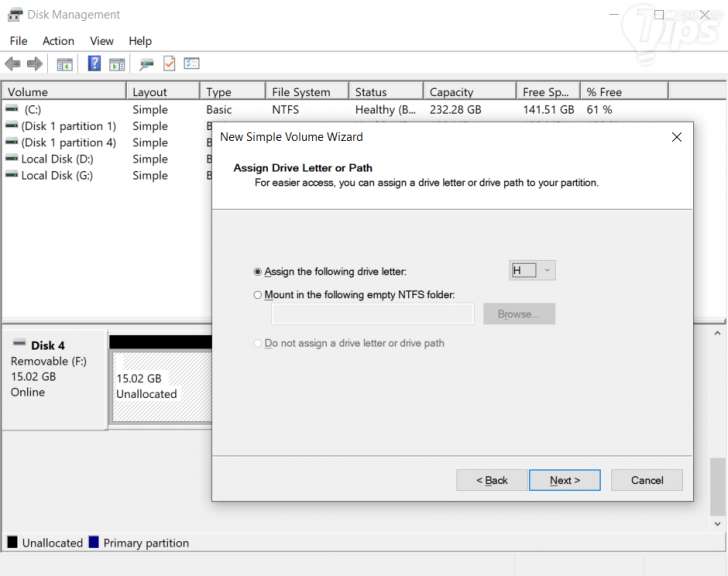 ทำการ Reallocate แฟลชไดร์ฟใหม่ ด้วย Disk Management