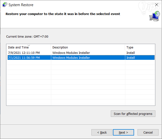 ใช้เครื่องมือ System Restore ย้อนเวลากลับไปก่อนที่ระบบจะมีปัญหา