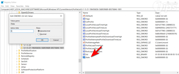 แก้ไขค่าของรีจิสทรี (Registry) ของ Windows