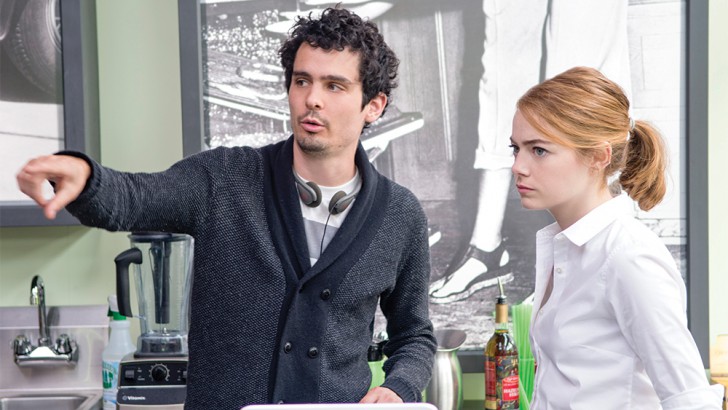 Damien Chazelle กับ Emma Stone จากกองถ่าย La La Land