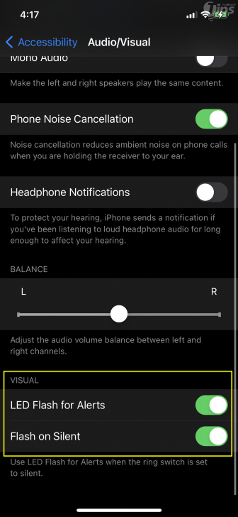 เปิดใช้การแจ้งเตือนระบบสั่น และไฟ LED (Enable Vibration and LED Flash)