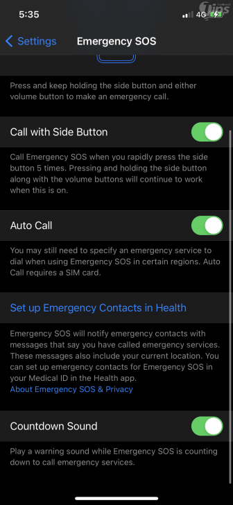 ตั้งค่าระบบสัญญาณขอความช่วยเหลือ (Set Emergency SOS)