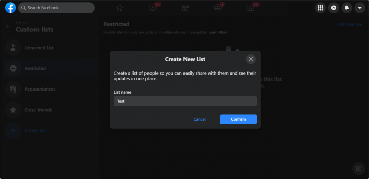 วิธีสร้างลิสต์เพื่อนบน Facebook