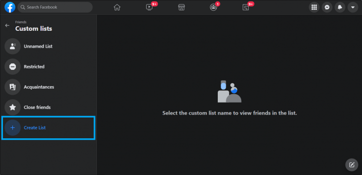 วิธีสร้างลิสต์เพื่อนบน Facebook