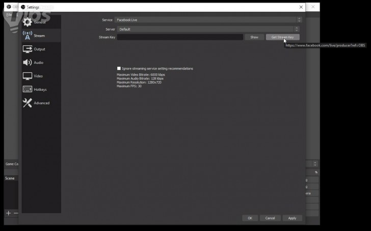 การเชื่อมต่อสตรีมเข้า Facebook ของ โปรแกรม OBS Studio