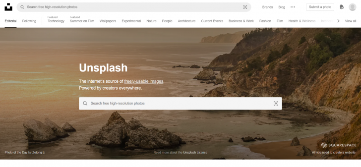 เว็บไซต์โหลดรูปฟรี Unsplash