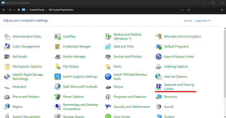 หน้าจอแผงควบคุม (Control Panel) บน Windows