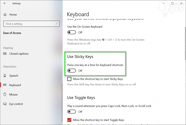 ปิดคุณสมบัติแป้นกรอง (Disable Filter Keys)