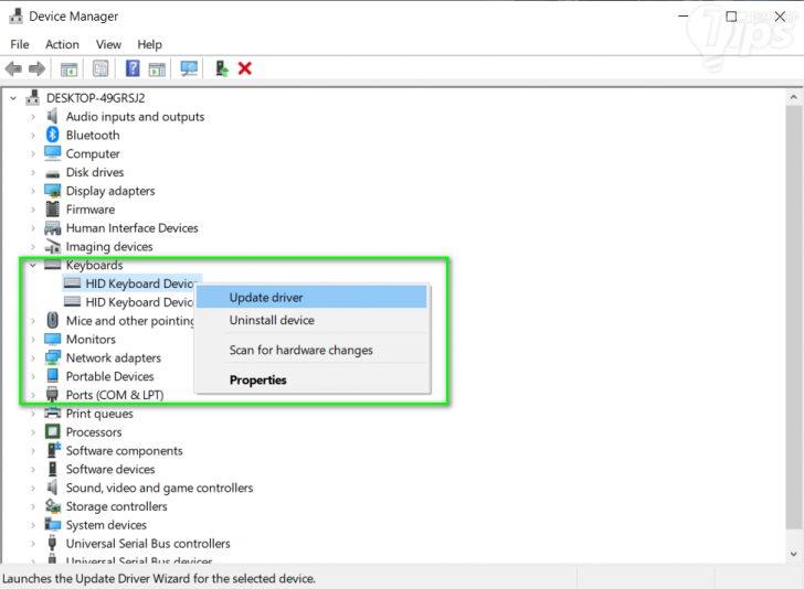 อัปเดต หรือติดตั้งไดร์เวอร์คีย์บอร์ดใหม่อีกครั้ง (Update or Reinstall Keyboard Driver)
