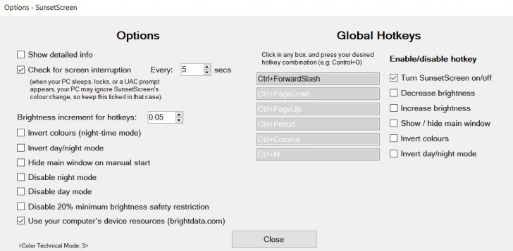 โปรแกรมปรับความสว่างหน้าจอ SunsetScreen