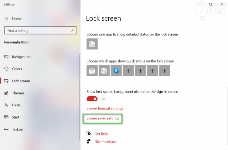 การเปิดใช้งาน สกรีนเซฟเวอร์บน Windows 10