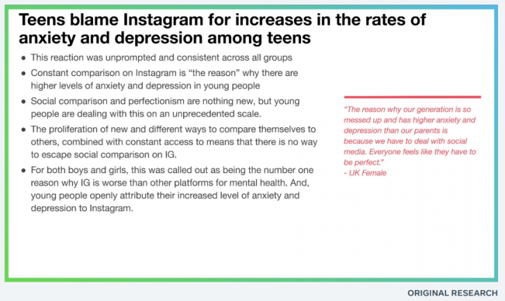 วัยรุ่นกลุ่มหนุึ่งระบุว่า Instagram ทำให้เกิดภาวะซึมเศร้าและวิตกกังวล