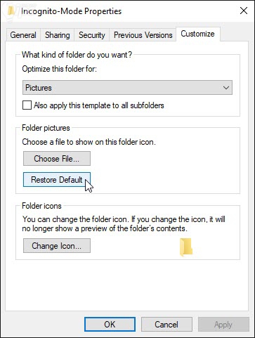 Default Settings for Folder Default Settings for Folder