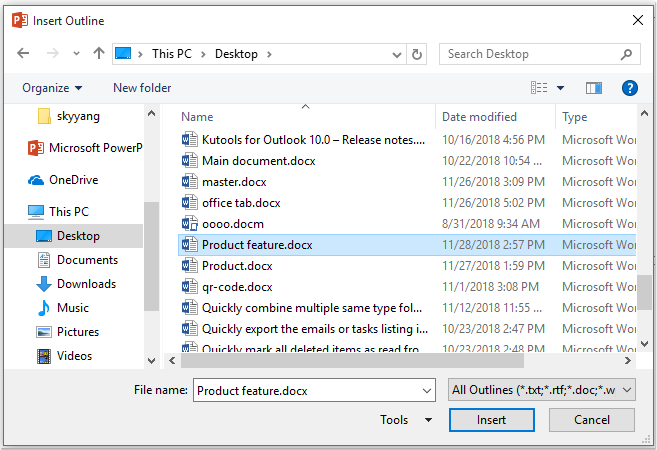 แปลงไฟล์ Word เป็น PowerPoint ด้วยคำสั่ง Slides from Outline แปลงไฟล์ Word เป็น PowerPoint ด้วยคำสั่ง Slides from Outline
