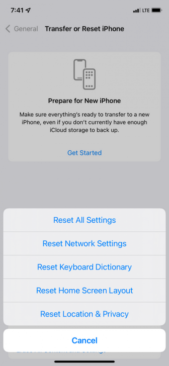 Reset Network Setting