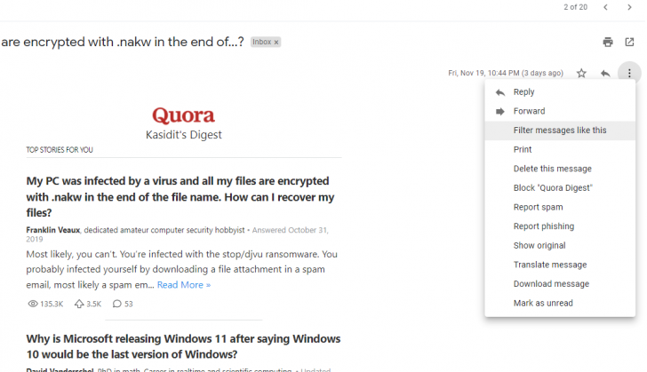 ตั้งค่าการกรองอีเมล (Email Filter)
