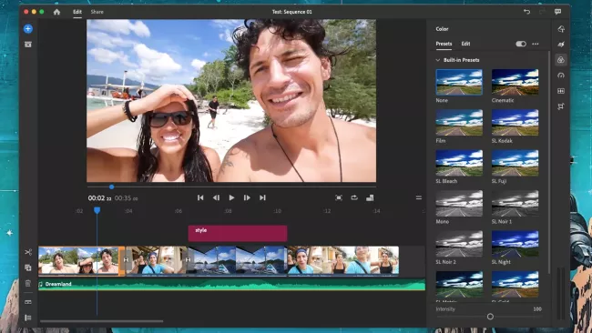 หน้าตาการใช้งานโปรแกรม (Interface) ของ Adobe Premiere Rush