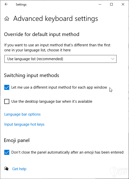 เช็คตัวเลือกการตั้งค่าใน Advanced keyboard settings เช็คตัวเลือกการตั้งค่าใน Advanced keyboard settings