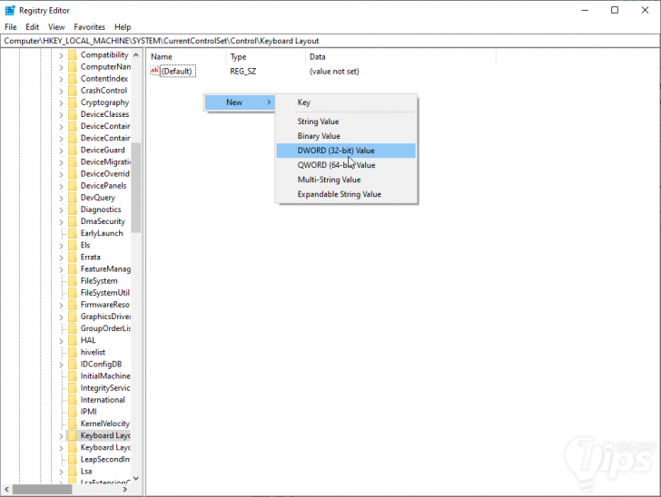 แก้ใน Registry Editor (Regedit)