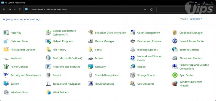 แผงควบคุม (Control Panel) บนระบบปฏิบัติการ Windows 11