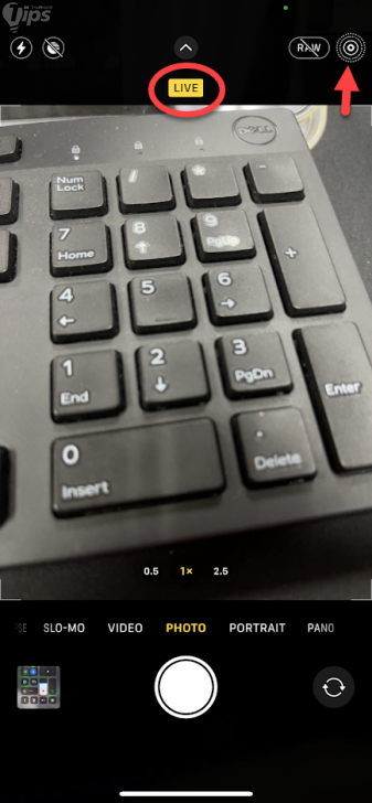 เปิดโหมดถ่ายรูปแบบ Live Photos เพื่อปิดเสียงชัตเตอร์