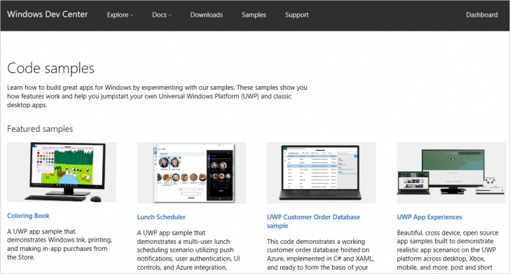 แหล่งรวมทรัพยากรโค้ด (Resources Code) ใน Windows Dev Center