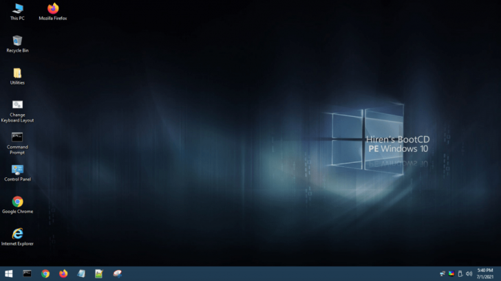 ภาพตัวอย่างโปรแกรม Hiren's BootCD PE