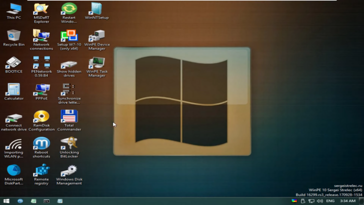 ภาพตัวอย่างโปรแกรม Sergei Streclec's WinPE