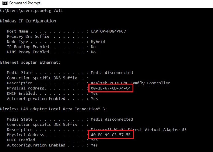 วิธีดูค่า MAC Address ในคอมพิวเตอร์
