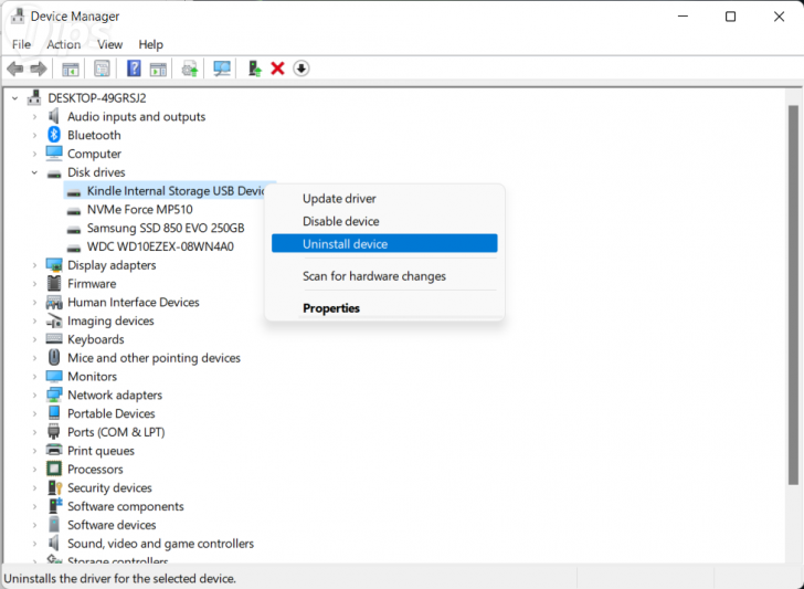 การลบอุปกรณ์ (Uninstall Device) ในส่วนของการจัดการอุปกรณ์ (Device Manager)
