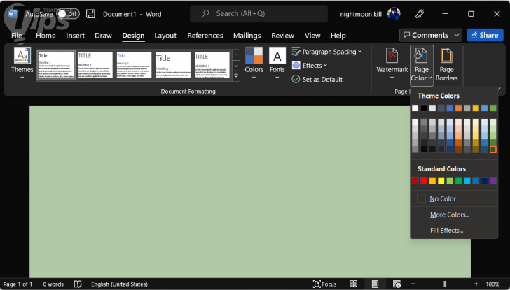 วิธีเปลี่ยนสีพื้นหลังหน้ากระดาษในโปรแกรม Word (How to Change Background Color in Word ?)