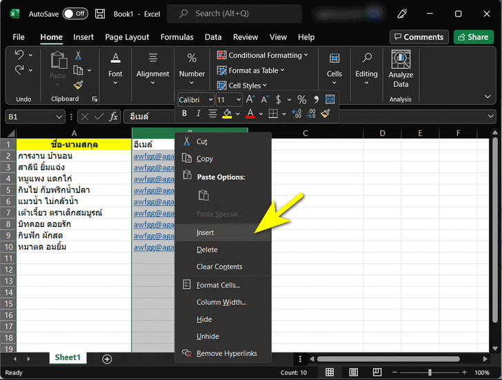 วิธีแยกชื่อ-นามสกุล ที่อยู่ใน Cell เดียวกัน ออกเป็น 2 Cells ได้อย่างรวดเร็ว ในโปรแกรม Excel