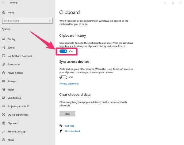 วิธีการเปิดประวัติคลิปบอร์ด (Clipboard History)