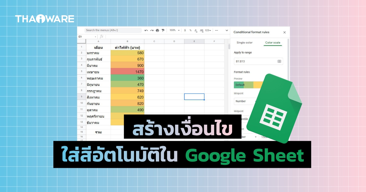 วิธีเปลี่ยนสี Cell อัตโนมัติใน Google Sheets