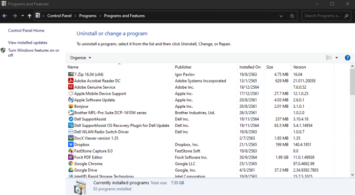 เปิดใช้งาน Hyper-V ผ่าน Control Panel